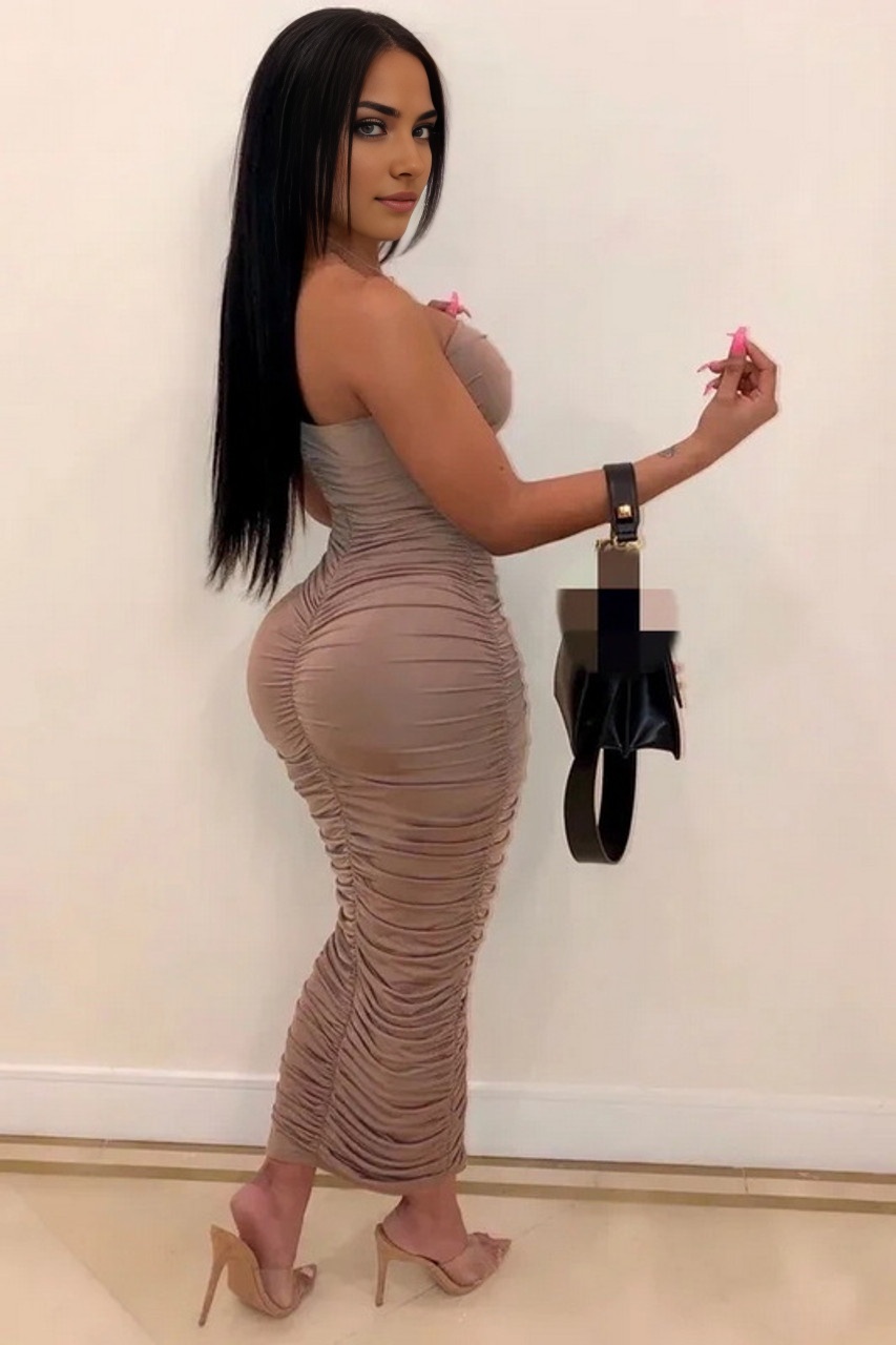 Mauve Ruched Strapless Bodycon Dress image 1