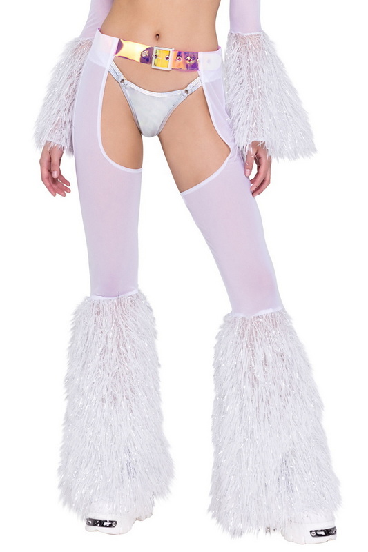 Let's Dance White Sheer Faux Fur Chaps