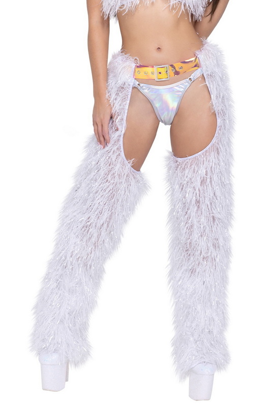 Let's Dance White Faux Fur Chaps