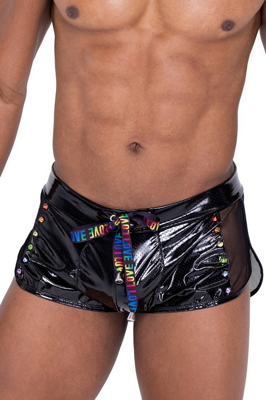 Men's Black Studded Pride Runner Shorts