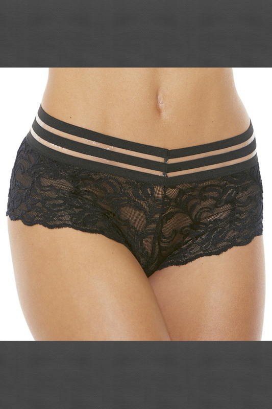 Black Lace Stripe Boy Short
