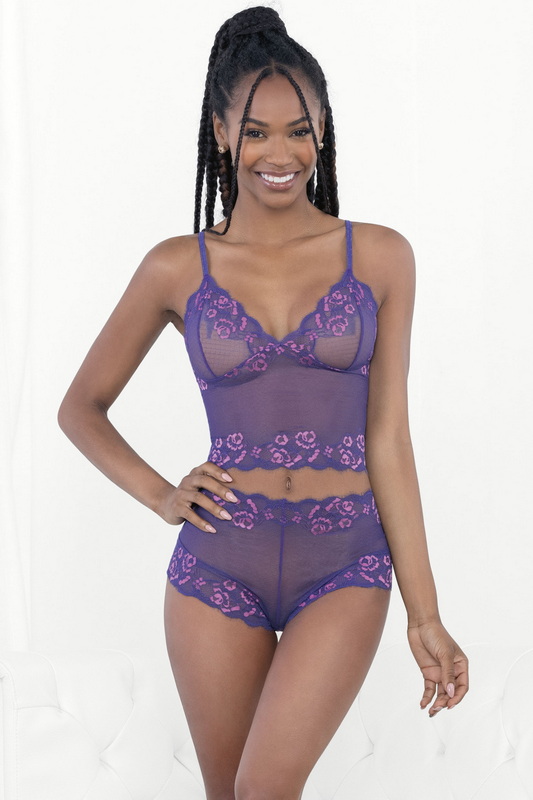 Purple & Pink Mesh Cami Pajama Set