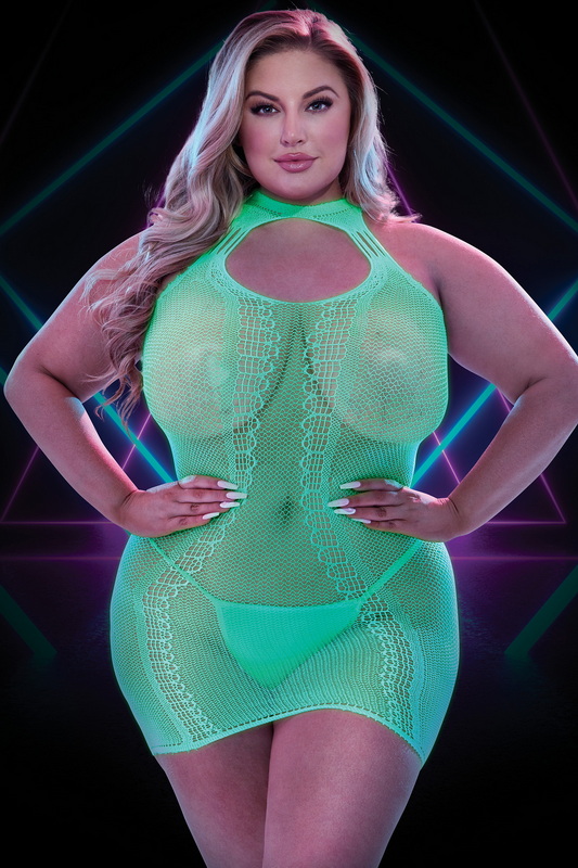 Plus Size Glow In The Dark Hosiery Lingerie Dress