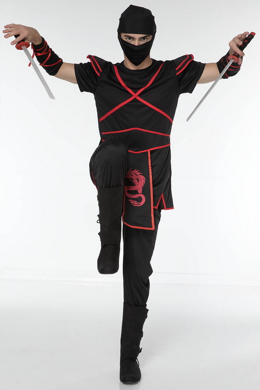 Men's Black & Red Ruthless Ninja Halloween Costume