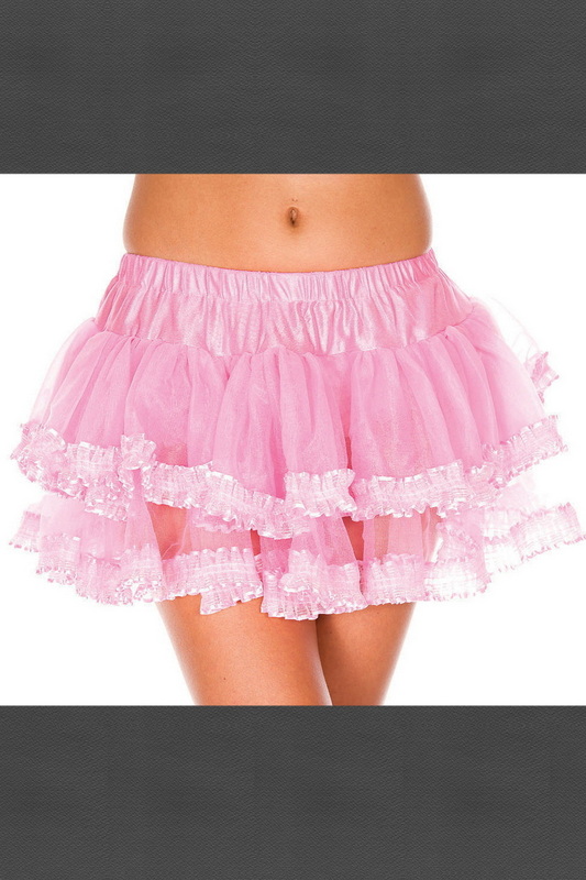 Pink Lace Trim Mesh Petticoat