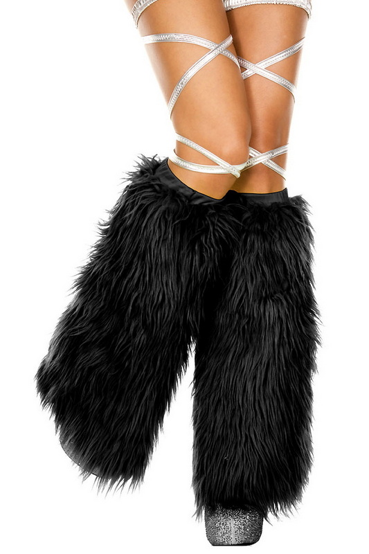 Black Faux Fur Leg Warmers