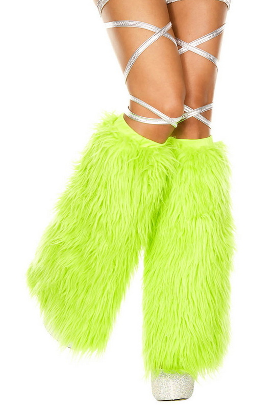 Neon Green Faux Fur Leg Warmers