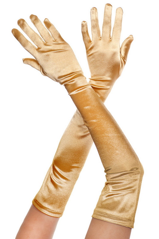 Gold Extra Long Satin Gloves