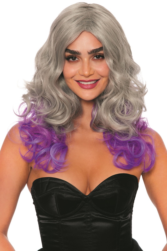 Grey & Lavender Curly Wig