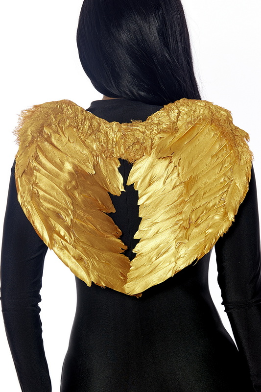 Gold Mini Feathered Angel Wings