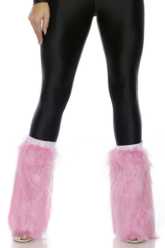 Pink Metallic Furry Legwarmers