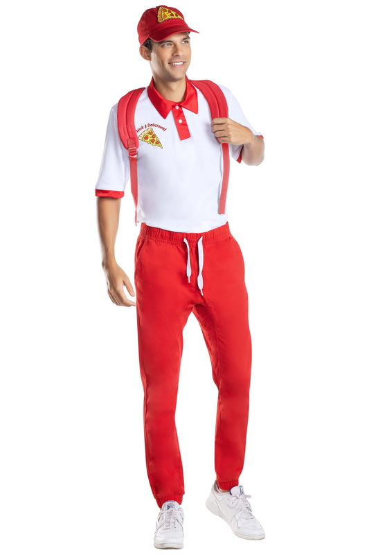 Men's Hot & Delicious Pizza Guy Halloween Costume image 1