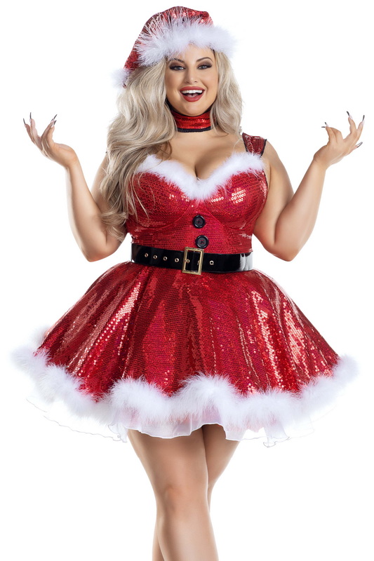 Plus Size Red Christmas Belle Costume Dress