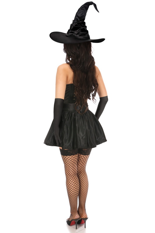 Lavish Black & Green Witch Corset Halloween Costume image 1