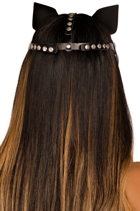 Black Vegan Leather Cat Mask image 2