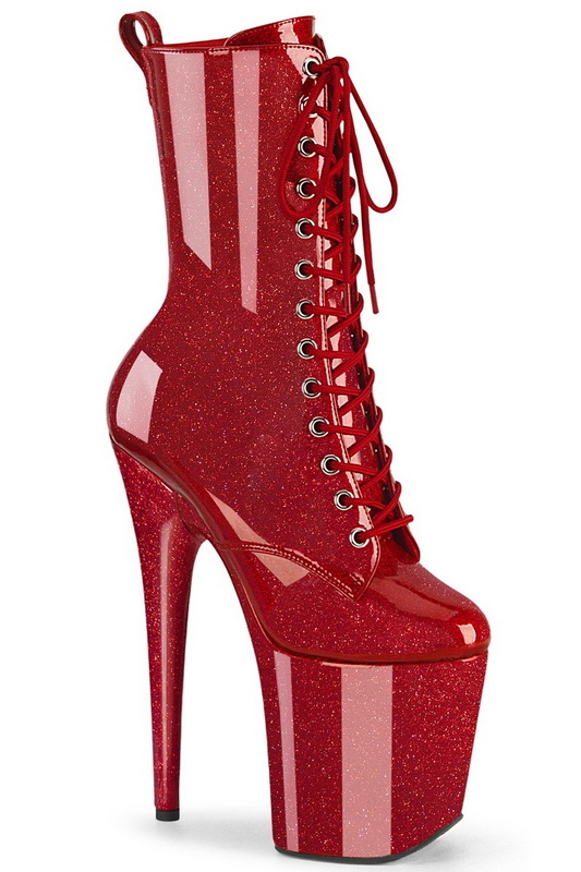 Ruby Glitter 8" Heel Lace Up Ankle Boot