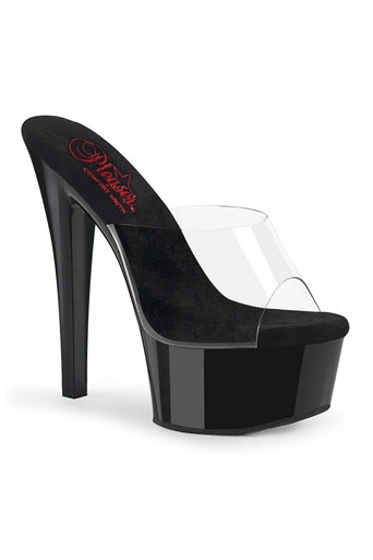 Stylish Versatile Black Clear Peep Toe Slide Sandals