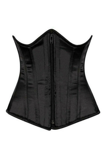 Top Drawer Black/Red Steel Boned Underbust Corset w/Chains and Clasps main image 1