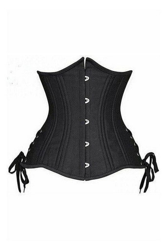 Top Drawer Black Satin Double Steel Boned Curvy Cut Waist Cincher main image 1