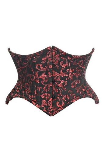Top Drawer Black/Black Brocade Double Steel Boned Mini Cincher Corset
