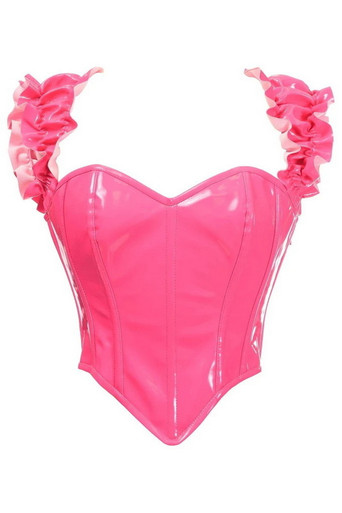 Hot Pink Patent PVC Underwire Bustier Corset Top main image 1