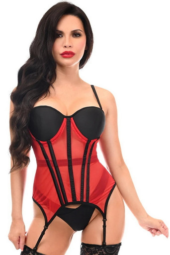 Lavish Lt Pink Mesh Underwire Bustier Corset w/Garters