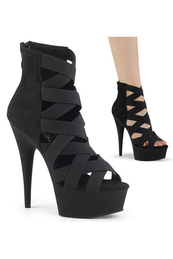 Black Matte Platform Cage Open Toe Bootie Sandal Heels - Spicy Lingerie