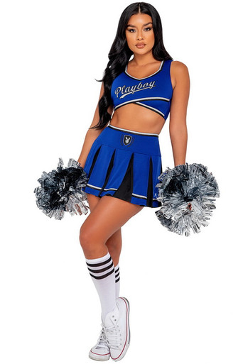 Playboy Cheer Squad Costume White/Blue / Small