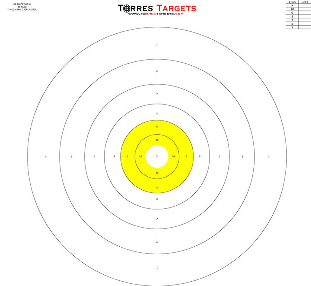 b8 style bullseye target yellow from torrestargets com