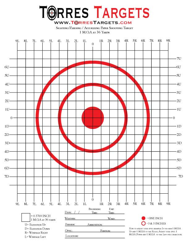 36 Yard MOA Paper Shooting Target 8.5x11 inches