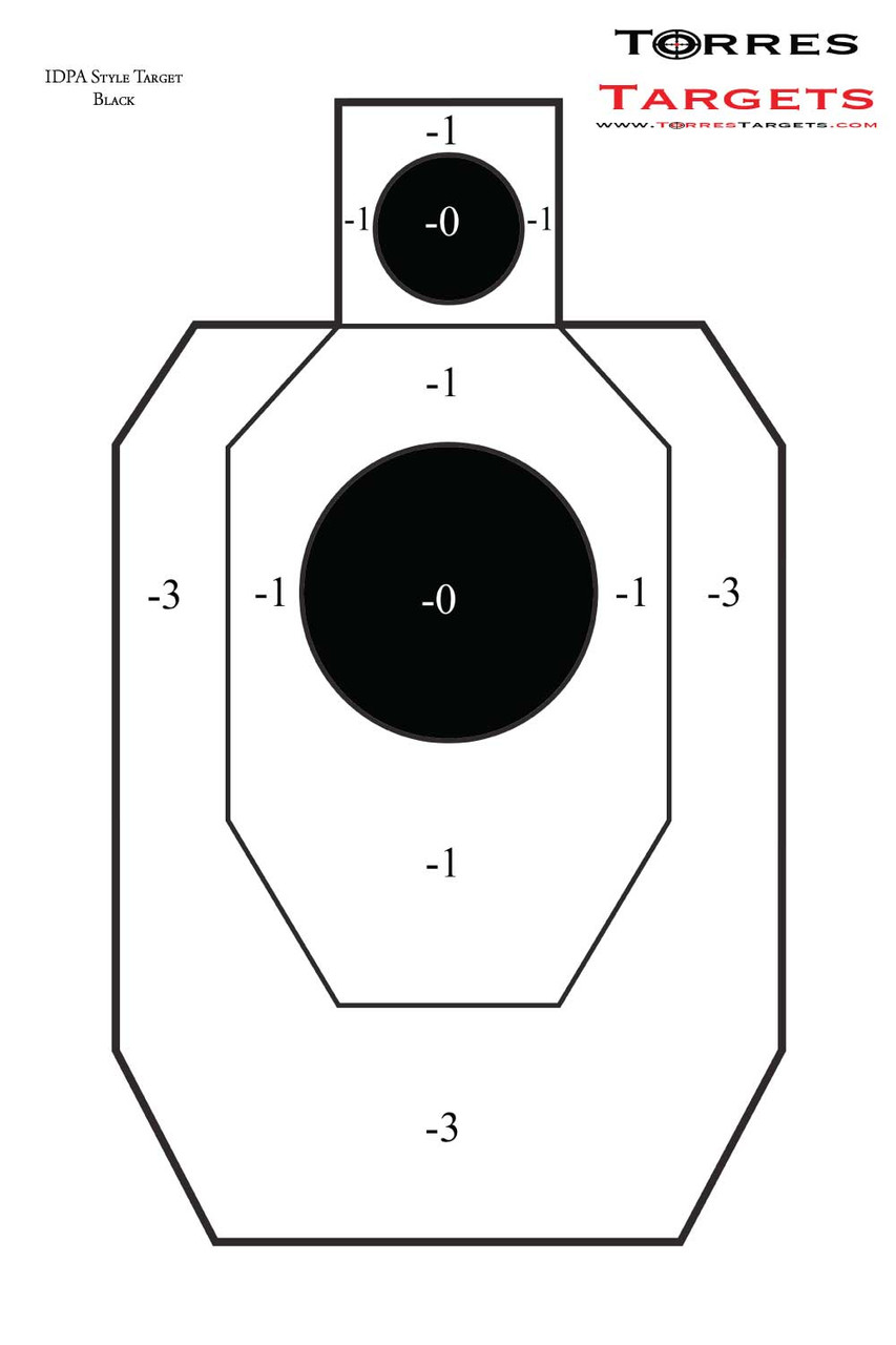 IDPA Style Paper Shooting Target - Black