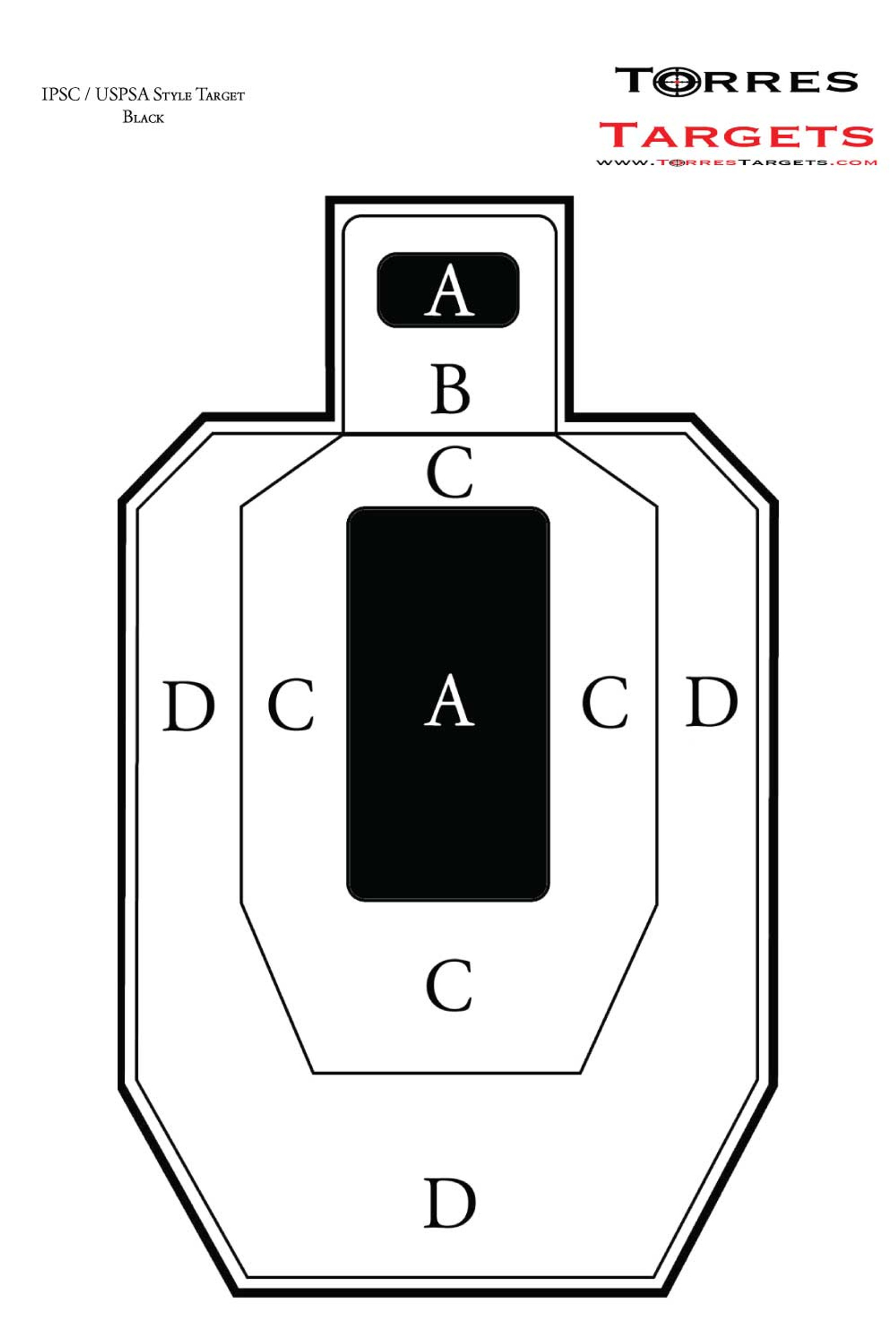 IPSC USPSA Style Paper Shooting Target Black ipsc-uspsa-style-paper-shooting-target-black