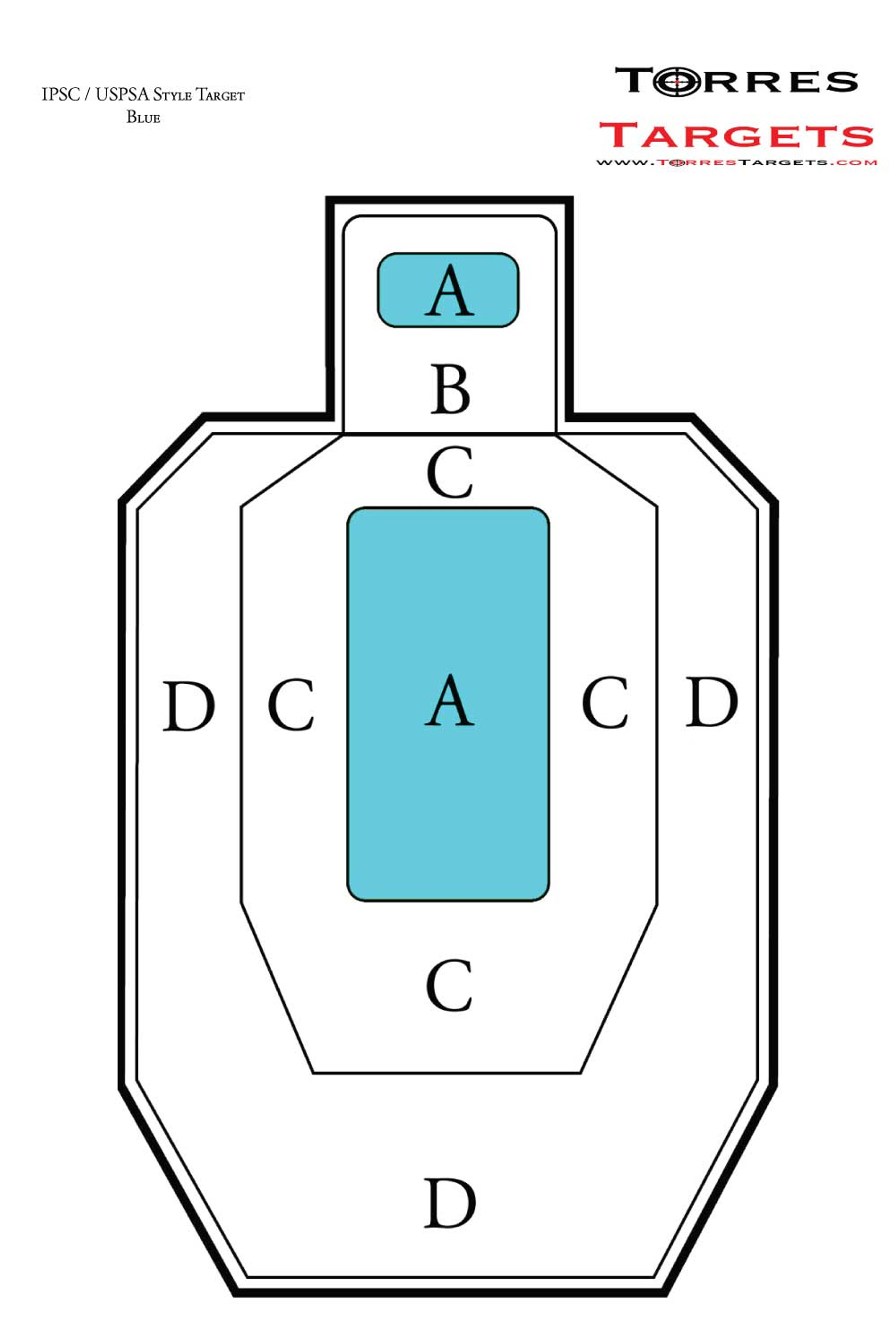 IPSC USPSA Style Paper Shooting Target Blue ipsc-uspsa-style-paper-shooting-target-blue