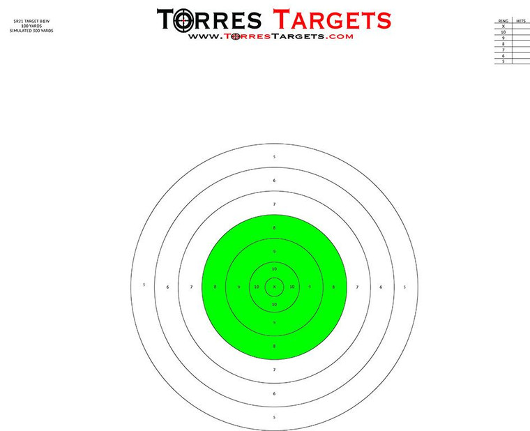 SR21 Style Bullseye Paper Shooting Target Green