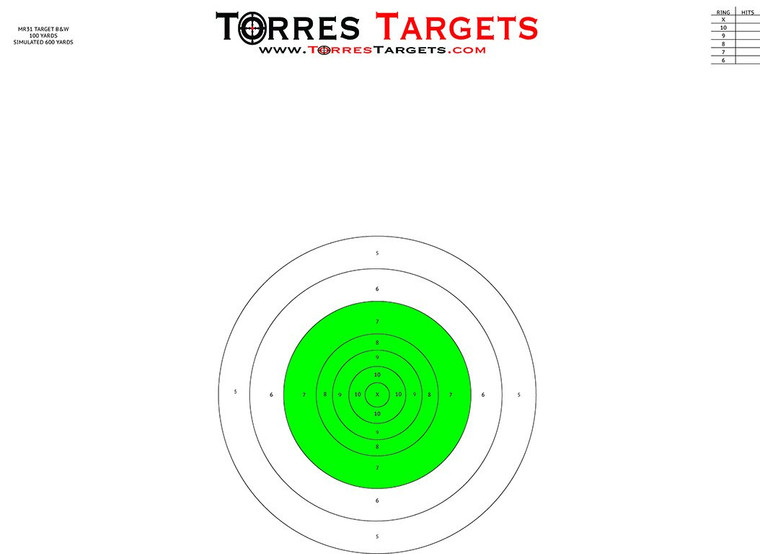 MR31 Style Bullseye Paper Shooting Target Green