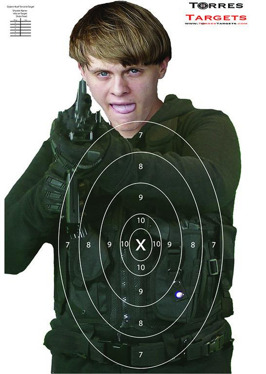 Dylann Roof Terrorist Paper Shooting Target with Rings