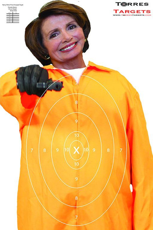 Nancy Pelosi Paper Shooting Target - Prison Escapee with rings