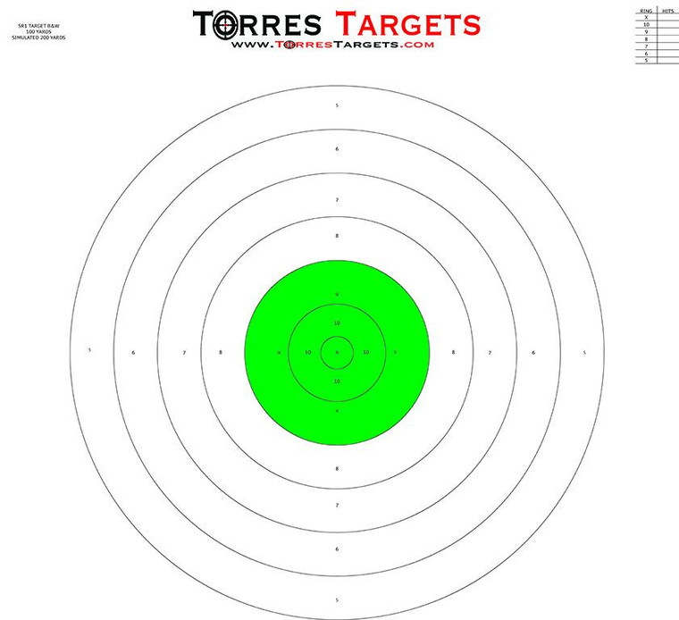 SR1 Style Bullseye Paper Shooting Target Green