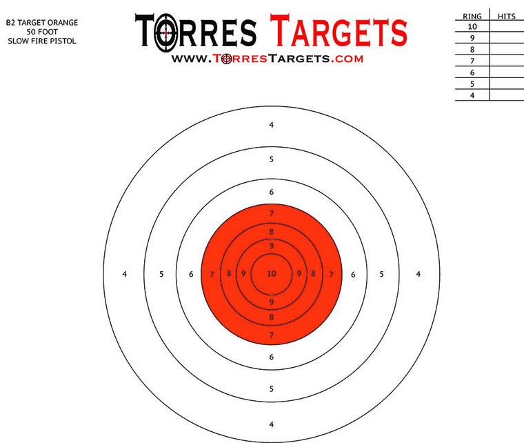 B2 Style Bullseye Shooting Target Orange