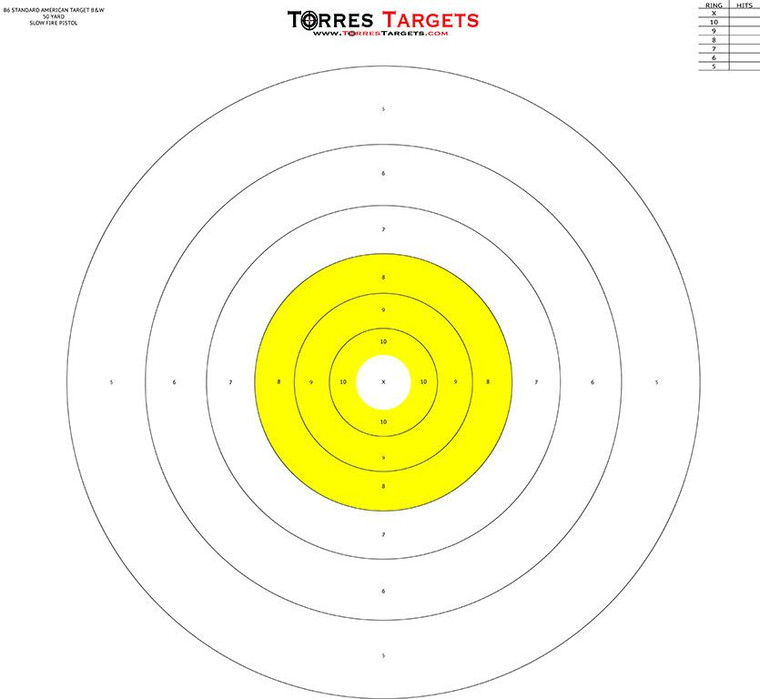 Yellow B6 Style Bullseye Paper Shooting Target