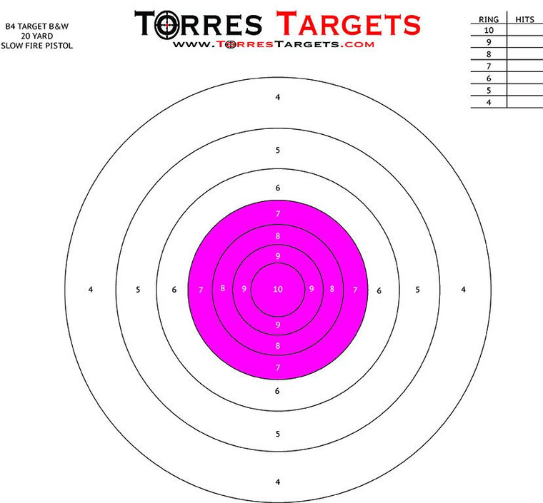 B4 Style Bullseye Paper Shooting Target Pink