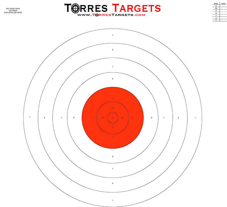 SR1 Style Bullseye Paper Shooting Target - Orange