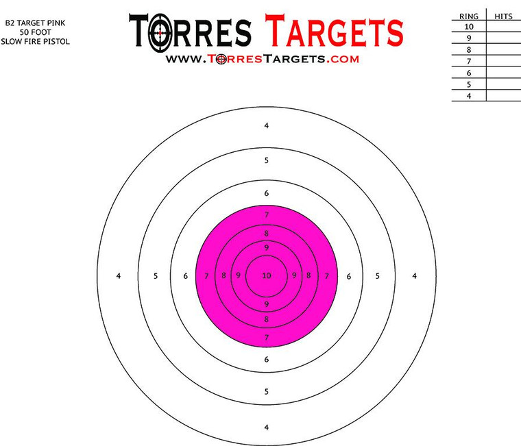 Pink B2 Style Bullseye Paper Shooting Target