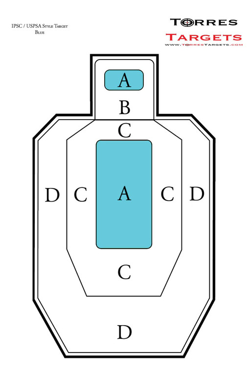IPSC & USPSA Style Paper Shooting Target - Blue
