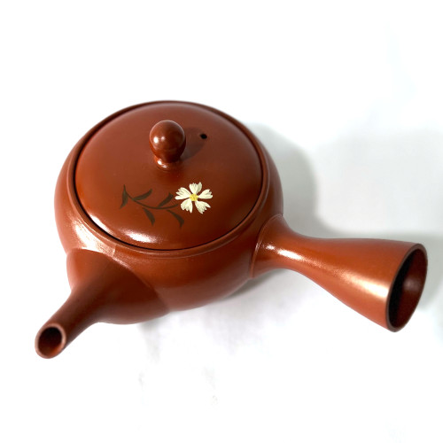 Red Tokoname Teapot 350ml handpainted flower design