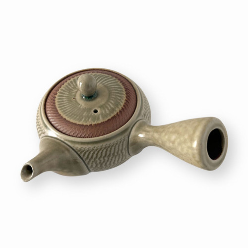 Ash Glaze Yakishime Tobikanna Design Tokoname Teapot 370ml thumbnail