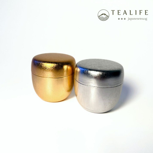 Mini Natsume Matcha Powder Caddie Gold and Silver main