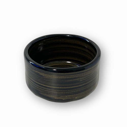 Tenmoku with Brushstrokes Mino Ware Matcha Bowl thumbnail