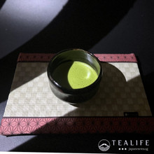Usucha with Aoarashi (Matcha) by Marukyu Koyamaen (100g bag) on tatami