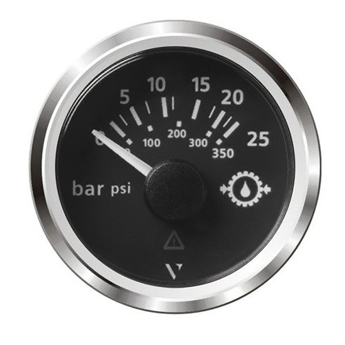 Veratron 52MM (2-1\/16") ViewLine Transmission Oil Pressure 25 Bar\/350 PSI - Black Dial  Chrome Triangular Bezel [A2C59514137]